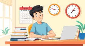 Student self-studying for IMAT exam with 2-month study plan and books, showing it's possible to pass IMAT without coaching in 2 months